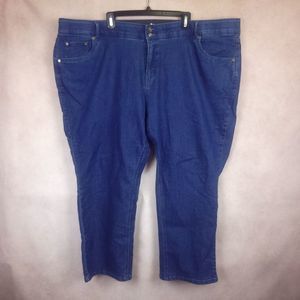 Woman Whithin Blue Straight Leg Jeans Size 30W Petite